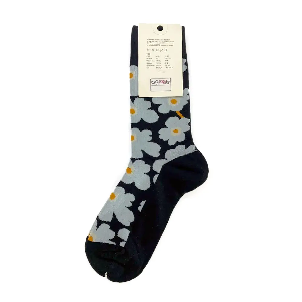 جوراب طرح گلهای ابی